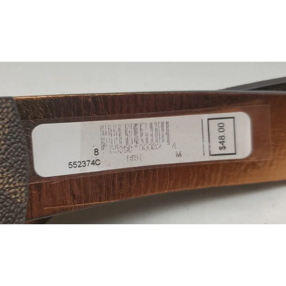 Michael Kors MK Signature Belt Logo Jacquard Brown Women's Sz‎ MD NEW!